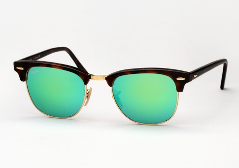 Ray Ban RB 3016 Clubmaster - Matte Havana / Aqua Green Mirror