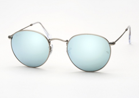 Ray Ban RB 3447 Round Metal - Matte Silver w/ Silver Mirror