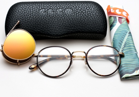 Garrett Leight Wilson - Bourbon Tortoise + Peach Blaze Mirror Clip (Eye)